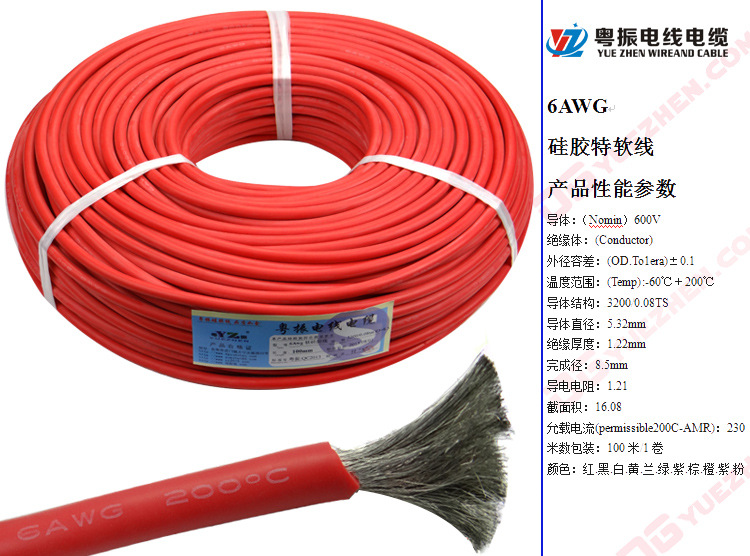 Cable de silicona extra suave 6AWG rojo
