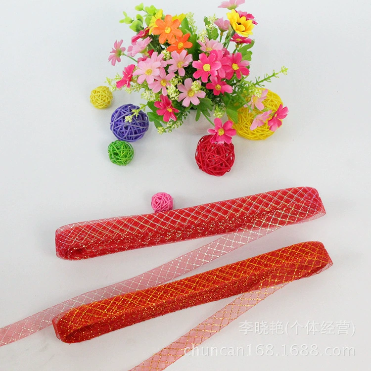 [Весенняя технология шелкопряда] 2 см семицветная эластичная сетка рыбья кость цветочная упаковка рождественские аксессуары