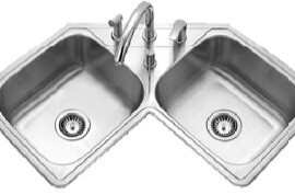 PS-516不锈钢转角水池厨房一体成型角槽洗菜盆双水池洗菜盆家用