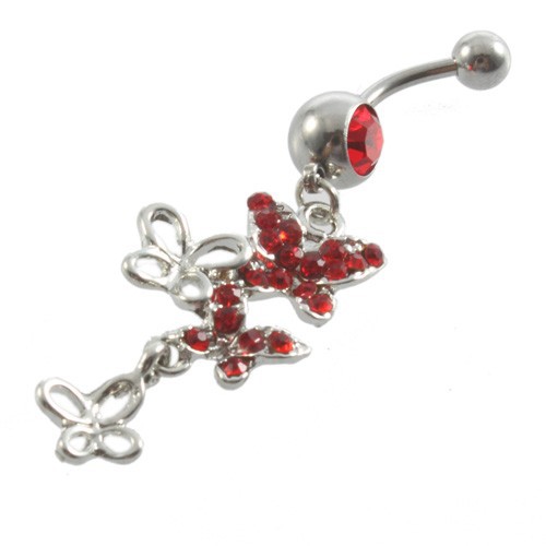 AliExpress Selling puncture combination gules butterfly Belly Ring Belly button Umbilical nail Q00497