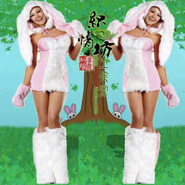 2013年新款万圣节毛毛装 粉嫩兔女装 女款兔女郎 Bunny Costumes