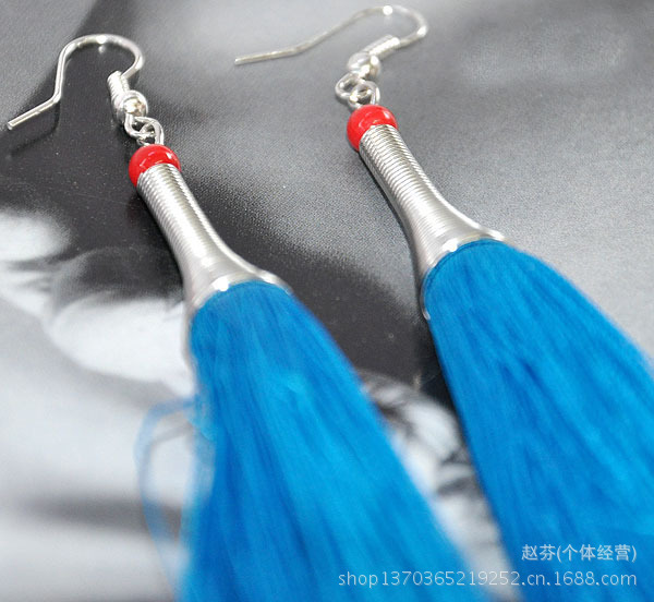 民族彩丝线流苏耳环