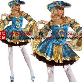 万圣节女海盗 欧美加勒比海盗服女王演出服 奢华舞台装独眼女巫服