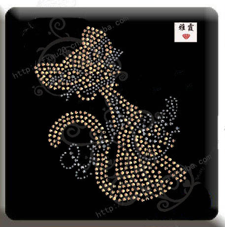 烫图厂供应字母猫烫钻图　服装烫图图案　来样来样订做加工