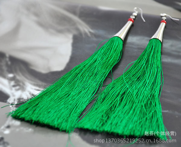 民族彩丝线流苏耳环