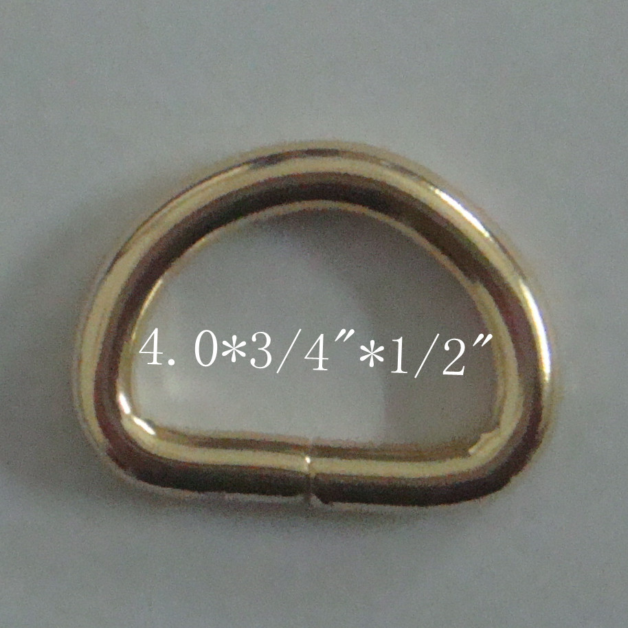 厂家直销箱包五金装饰6分d形搭扣铁线金属浅金D字扣手挽铁d环定制