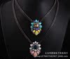 Rainbow crystal, material, necklace, European style, with gem, wholesale