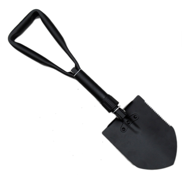 中号工兵铲多功能折叠行军铲铁锹野营随车装备三折工兵锹黑色军绿