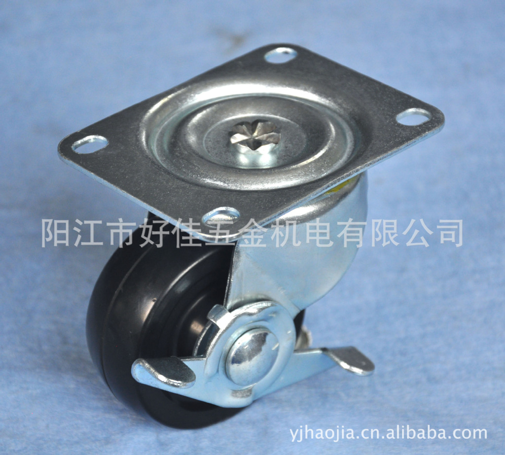 厂家直供75mm平板边刹肥仔橡胶脚轮