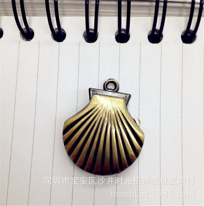 Korean Style Fashion Fashion Beautiful Girl Pocket Watch Cartoon Fashion Shell Keychain Hanging Watch Necklace Pocket Watch
