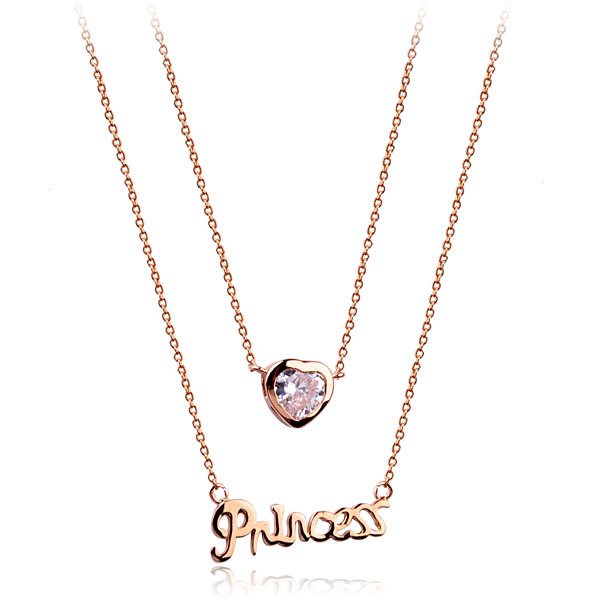 Heart Letter Zircon Necklace display picture 1