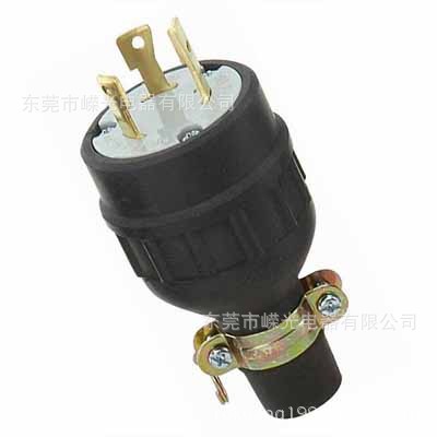 WJ-8331R L6-30 三芯橡胶插头 引挂式橡胶插头 防脱落美规插头