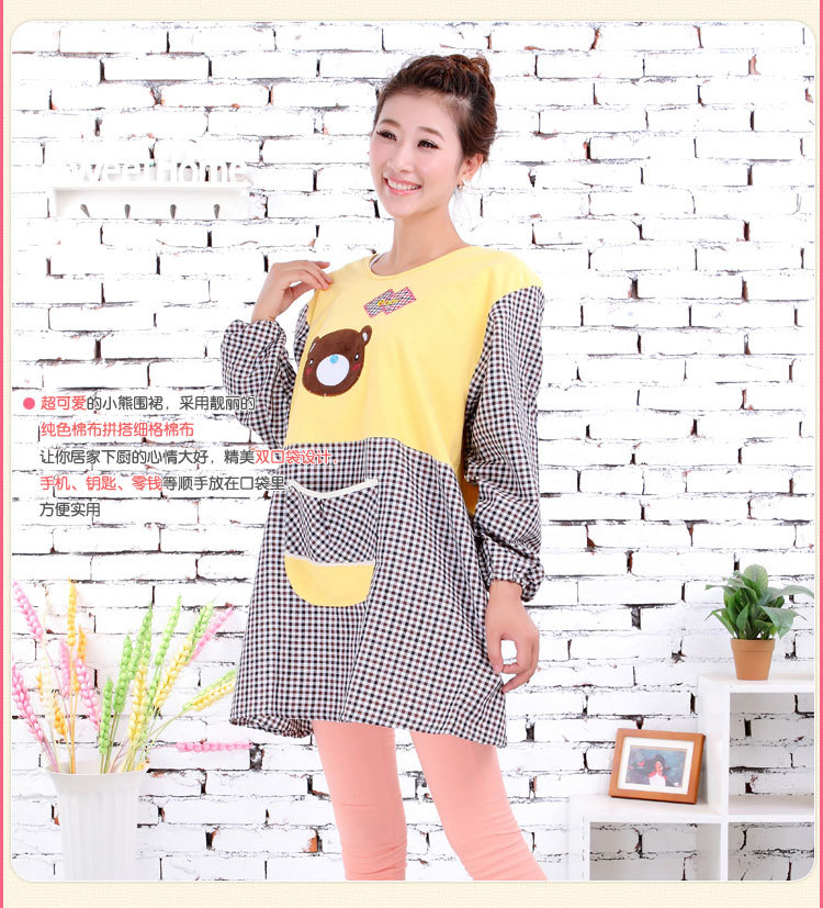 Nuevo Oso de algodón de manga larga mascota nail shop Café Casa restaurante TRABAJO ROPA inversa espalda ropa delantal