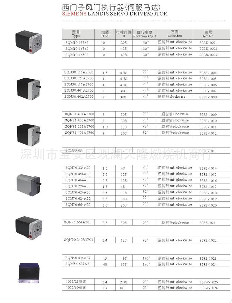 销售燃气燃烧机SIEMENS西门子牌SQN7O系列风门伺服马达