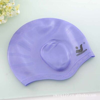 new pattern enlarge Ear Hair care silica gel Swimming cap elastic Solid bathing cap bathing cap wholesale Customized