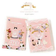 柏格斯新品韩版可爱卡通jetoy猫咪蕾丝护照夹证件夹护照包 两款选