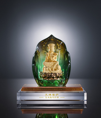 批发供应绒沙金工艺礼品 黄金工艺 佛像生肖兔守护神-文殊菩萨|ru