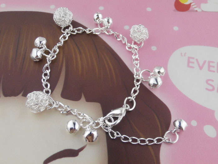 Silver Bracelet National Style New Bracelet Bell Alloy Ball Plating Thick display picture 8