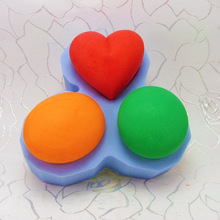 妮可H0127 DIY心形三模硅胶香皂皂模手工皂精油皂食品烘焙模具