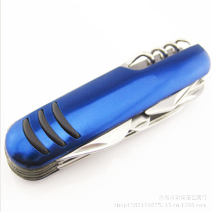 蓝色11开多功能小刀 野营旅行多功能组合多用刀具