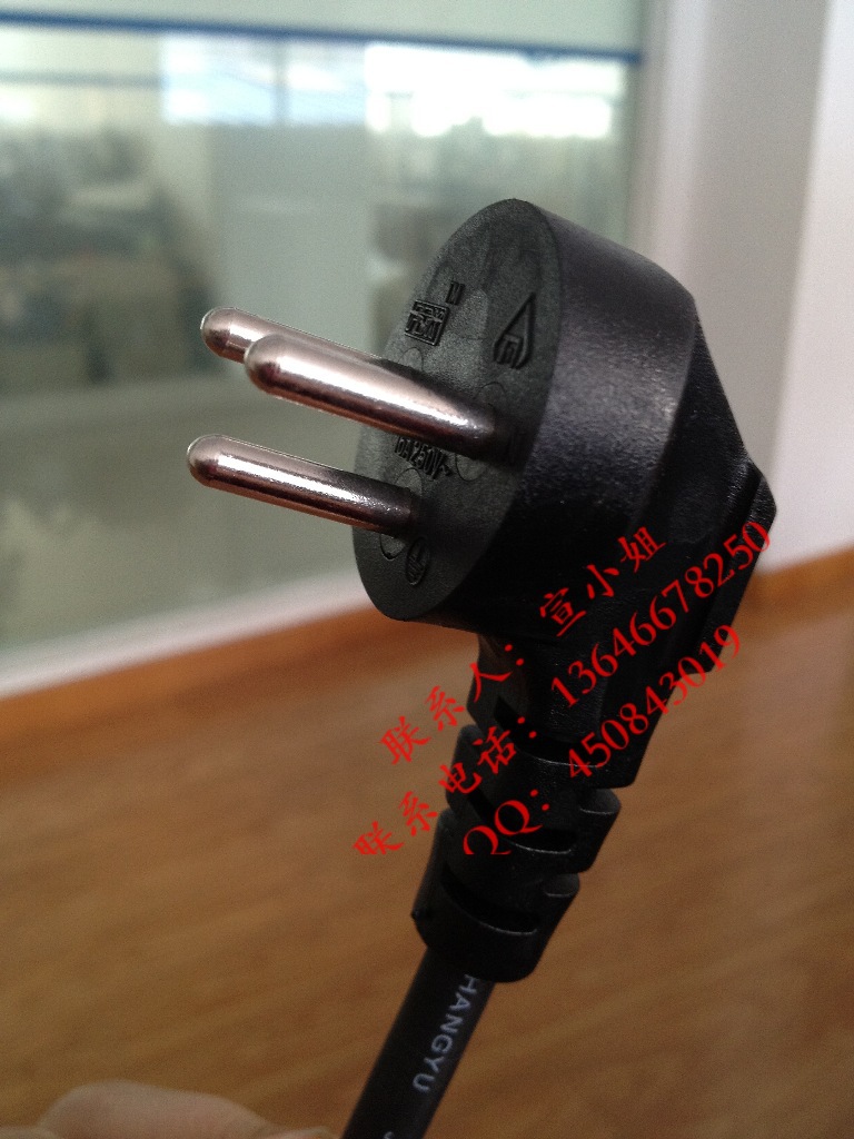 厂家供应以色列电源线 SII电源线 三圆插脚  黑色白色