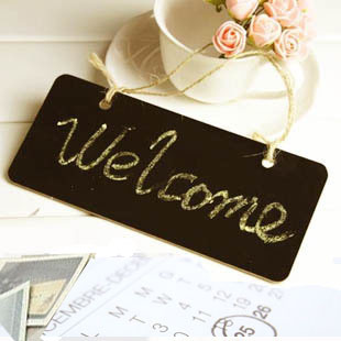 A1322 Korean wooden hanging mini small blackboard message writing board room listing without chalk