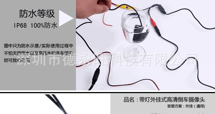 Ahd Reversing Camera Hd with 4 Led Lights Night Vision Fill-In Reversing Image Camera Car Rear View Camera