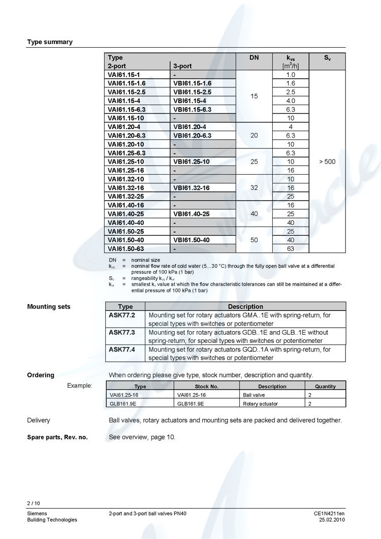 Siemens西门子 VAI61.25-16 二通螺纹全铜电动球阀1寸DN25 西门子