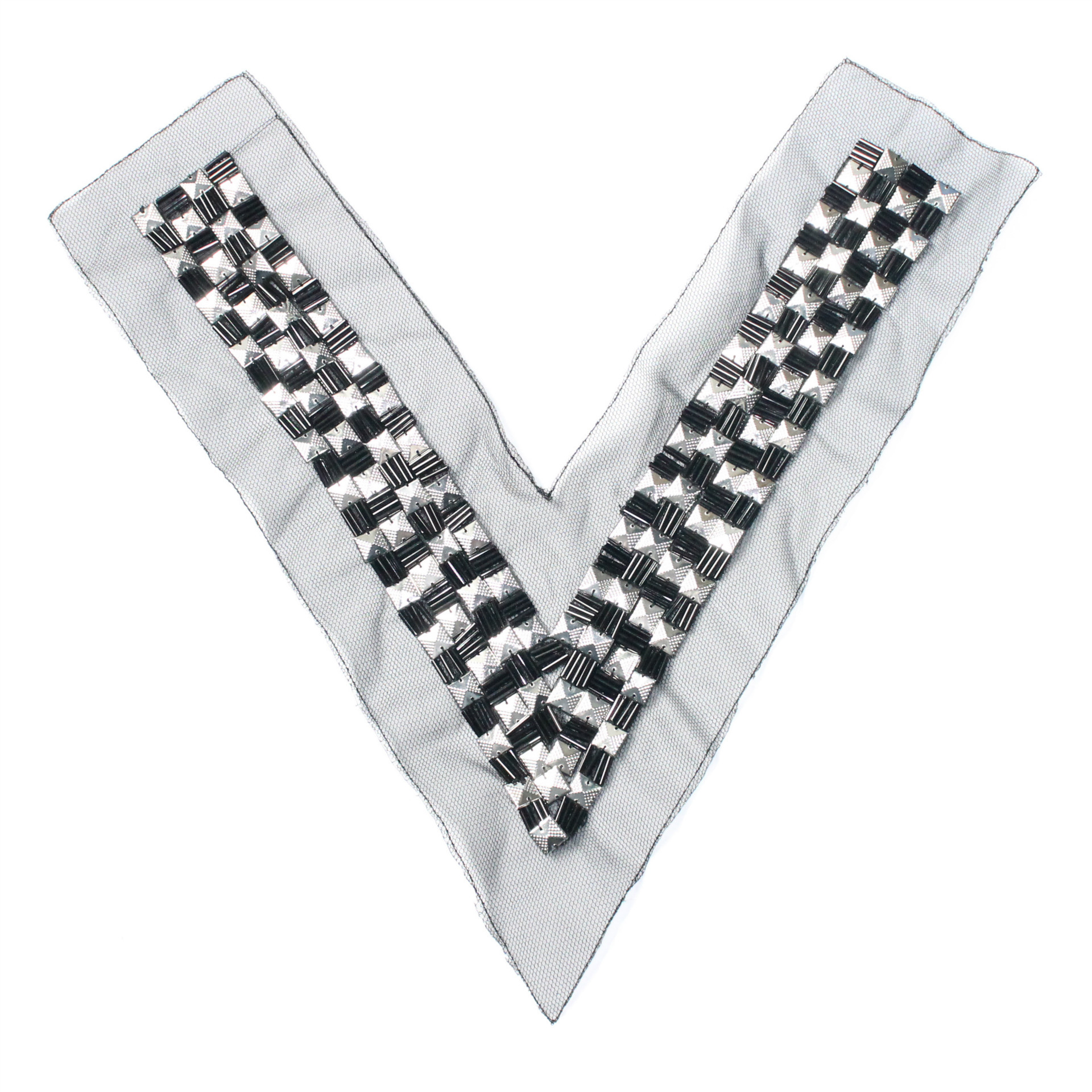 厂家供应 网纱手工钉珠铜片衣领 手工串珠领花 自设工厂 质量保证|ru