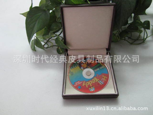 高档皮质光盘盒CD盒子收纳包装盒时尚简约光盘碟子皮盒 光碟盒