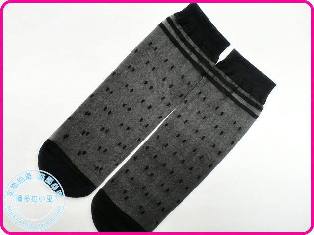 正品雨丝2013绢感觉晶透点花短袜提花短袜透肉短袜促销特价批发|ms