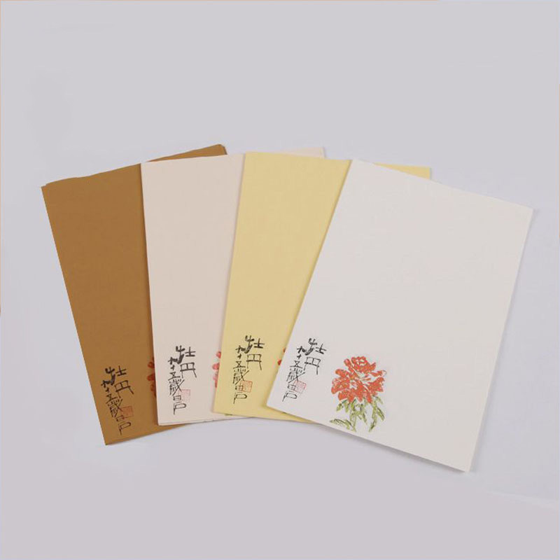 齐白石木板水印信笺宣纸(牡丹图)粉彩宣纸制作半生半熟信笺