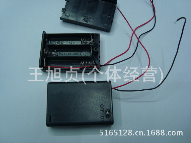 电池盒实验用品 塑料 玩具推力车电池盒3节5号电池电源连接线科教