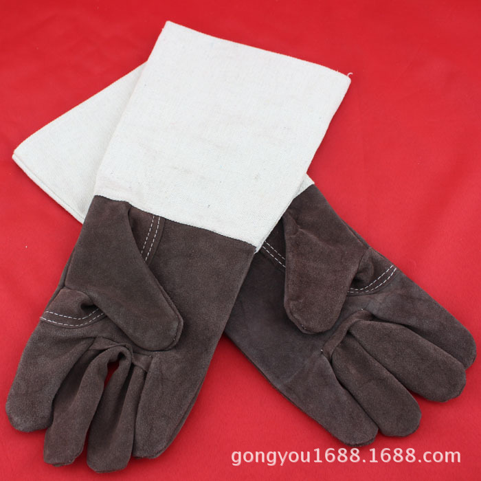 帆布无里反绒皮电焊手套劳保手套工作手套牛皮手套防护手套混色