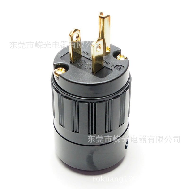 515P 美规镀银音响插头美式镀金插头音响接线插头镀铑音响插头