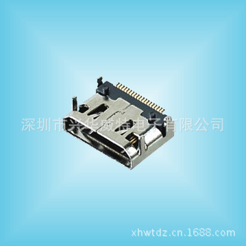 MINI HDMI 19P母座脚90度 针贴片式 迷你接口贴片SMT USB JACK
