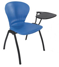 福金迪乐扁圆管培训椅学生带黑色写字板蓝色塑壳椅安吉椅盟盟