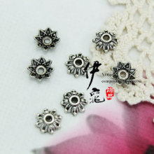 复古饰品配件批发 DIY藏银色合金花托手链隔片 9mm常用花托花帽