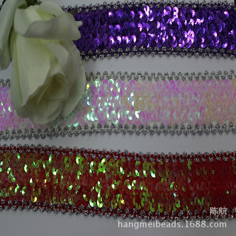 3+2亮片松紧花边 弹性好 品质优 适用广泛