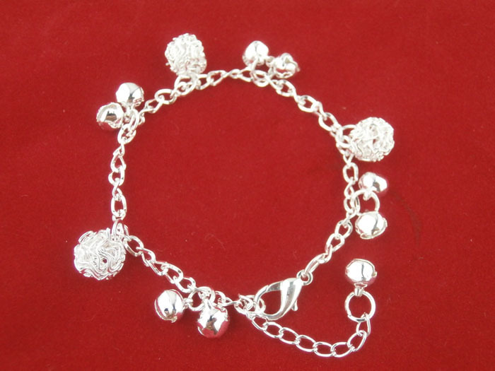 Silver Bracelet National Style New Bracelet Bell Alloy Ball Plating Thick display picture 1