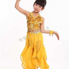 印度舞新疆舞蹈服装儿童中大童表演出服少儿肚皮舞蒙古舞蹈练功服