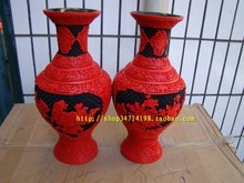 平遙 古典漆器廠家批發北京漆雕工藝品花瓶 雕漆擺件工藝品 花瓶