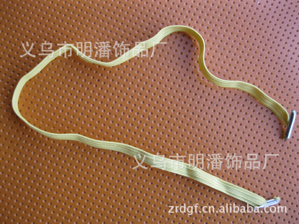 供应5MM彩色扁松紧带两头打金属扣绳子橡筋弹力绳扣眼罩绳子