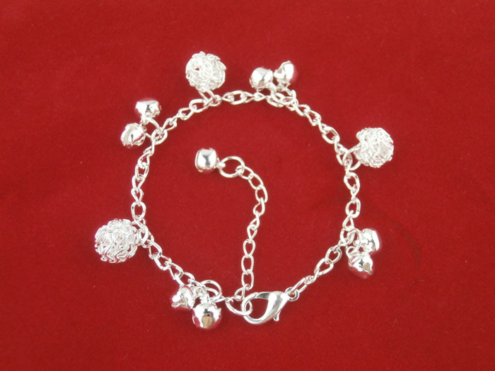 Silver Bracelet National Style New Bracelet Bell Alloy Ball Plating Thick display picture 3