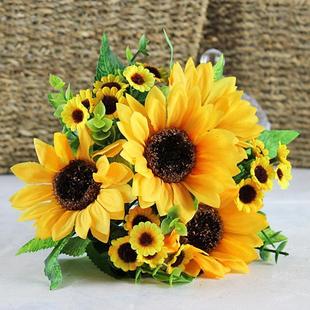 Simulation Flower Wholesale/7 Head of Sunflower Sunflower-Sunshine Representative Simulation Flower/Fake Flowers