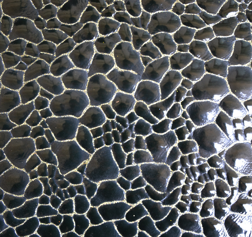 烫金龟壳纹双色漆皮黄牛头层皮