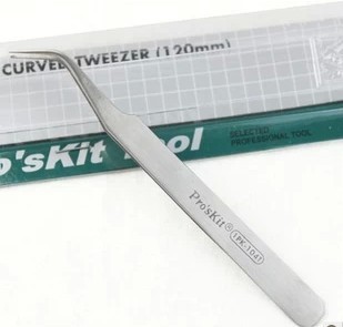 台湾宝工 1PK-104T 不锈钢防磁 弯头尖镊子 (120mm) 镊子