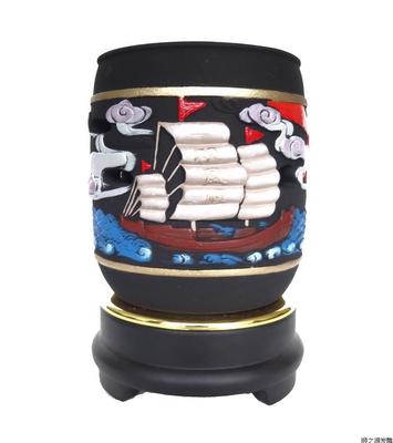 活性炭雕一帆风顺笔筒 创意摆件碳雕礼品送老师不含包装盒底座