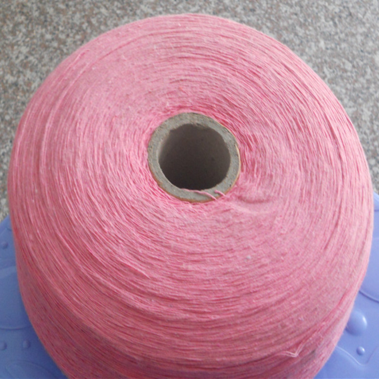 厂家供应  7支粉红  再生棉纱 呆床纱线