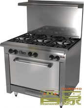 BR36-6 燃氣六頭煲仔爐連焗爐 下連帶焗爐 帶扒爐 烤箱 廚房設備